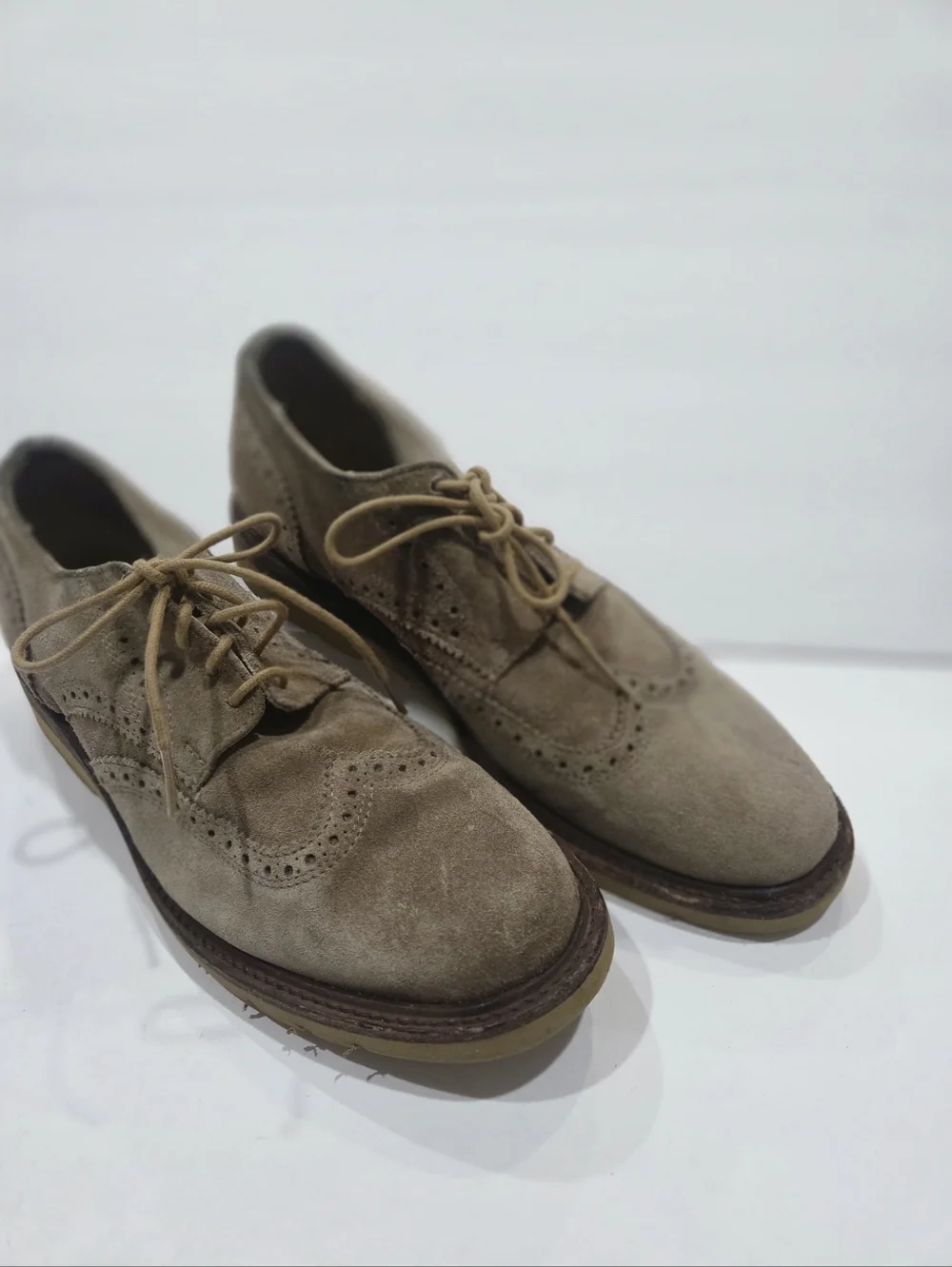 Frye Jim Wedge Men's Tan Suede Wingtip Oxford Sz.7D Shoes